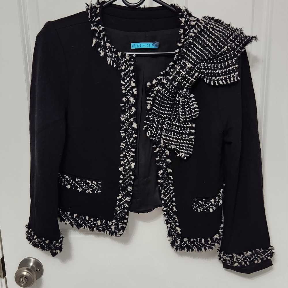 Alice + Olivia Black and White Tweed Blazer - Picture 4 of 15